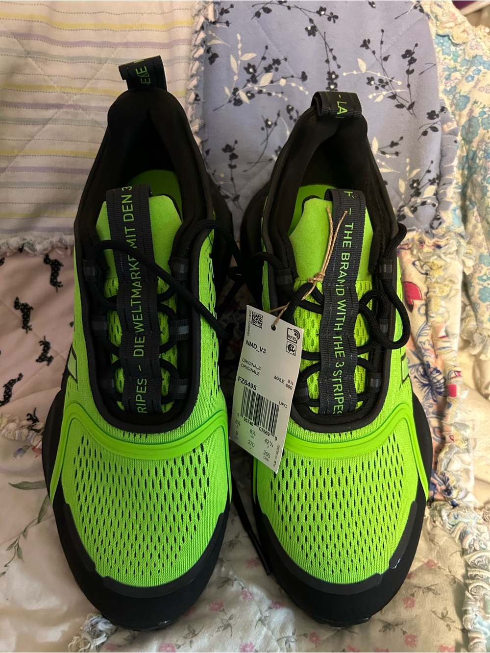 Adidas Brand New Green Mens NMD V3, FZ6495 Running Sneakers,W/Black Accents,Sz 9